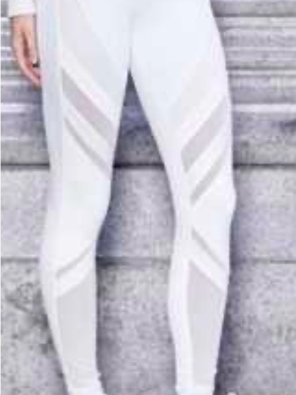 ALO Yoga White Mesh-Panel Leggings